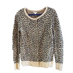 Merona Women's Leopard Print Cardigan 100% Cotton XL Classic Animal Print